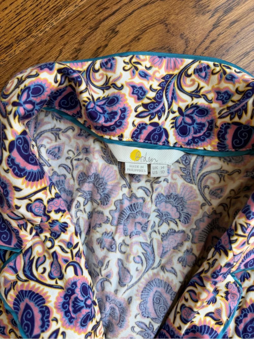 Boden paisley pajama set size US 10 100% cotton perfect condition smoke pet free - Picture 3 of 3